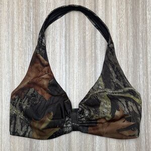 Y2K Wilderness Dreams Mossy Oak Break-Up Camo Bikini Halter Top Size Medium